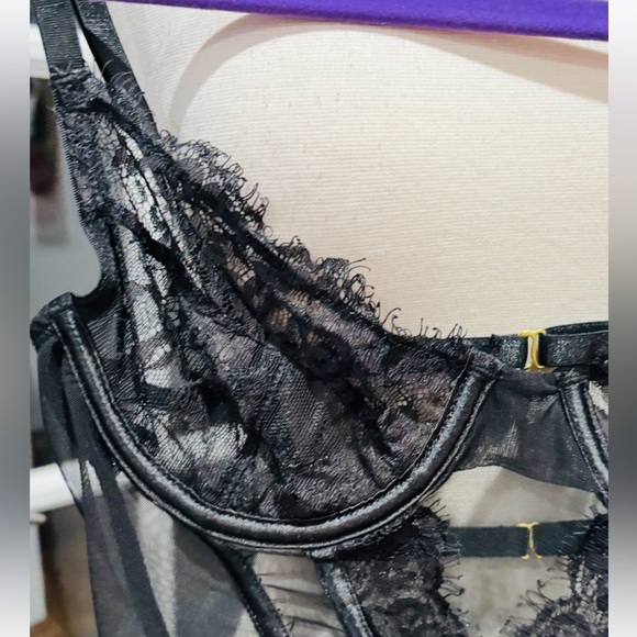 Fashion Nova ‘Baby Girl’ Black Biker Short Lingerie Romper - Picture 5 of 10